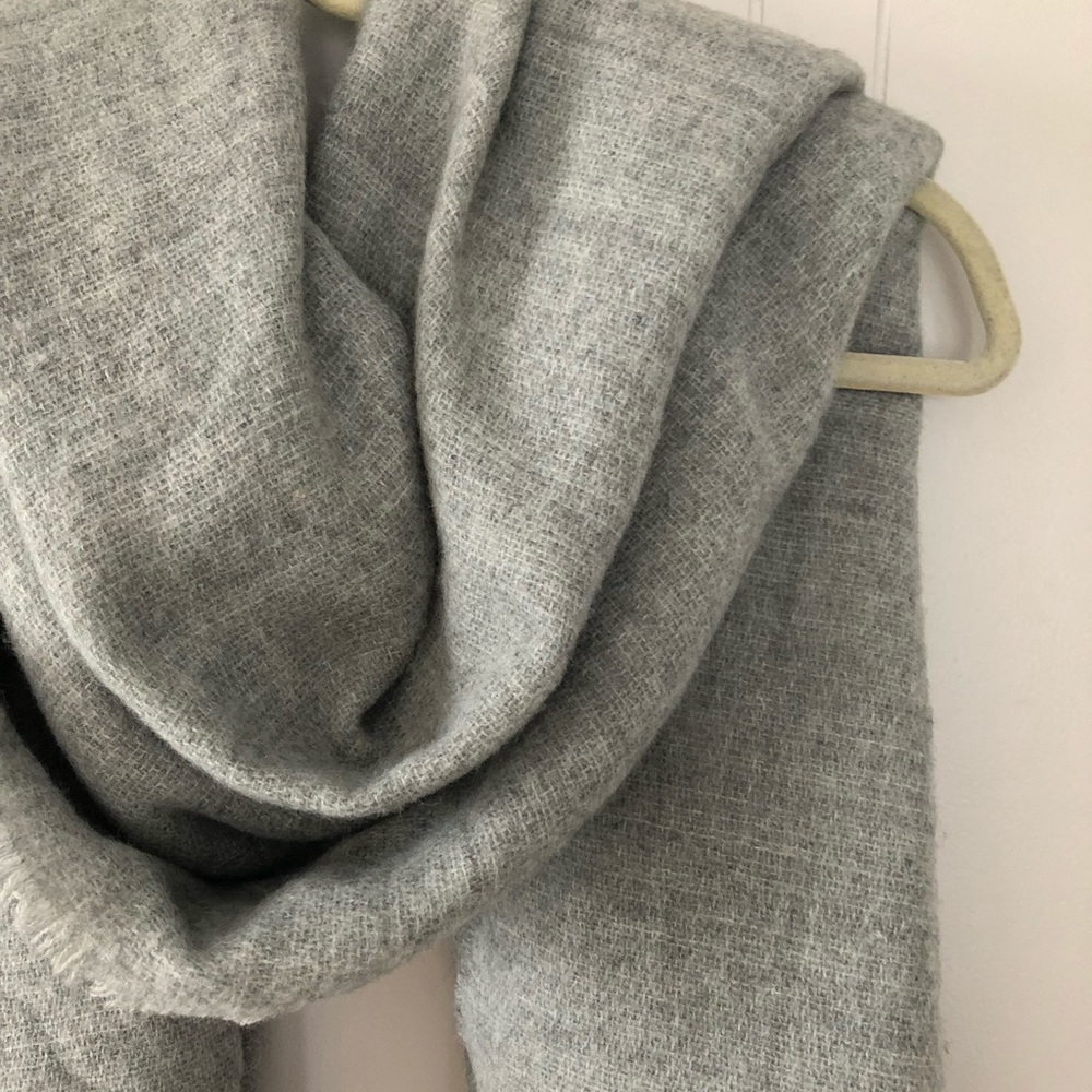 Oversized gray blanket scarf